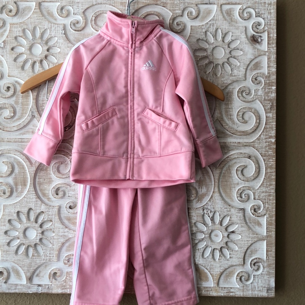 EUC ADIDAS TRACK SUIT 12 mo sz pink